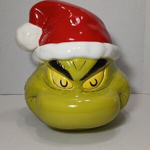 Dr. Seuss The Grinch with Santa Hat Ceramic Cookie Jar